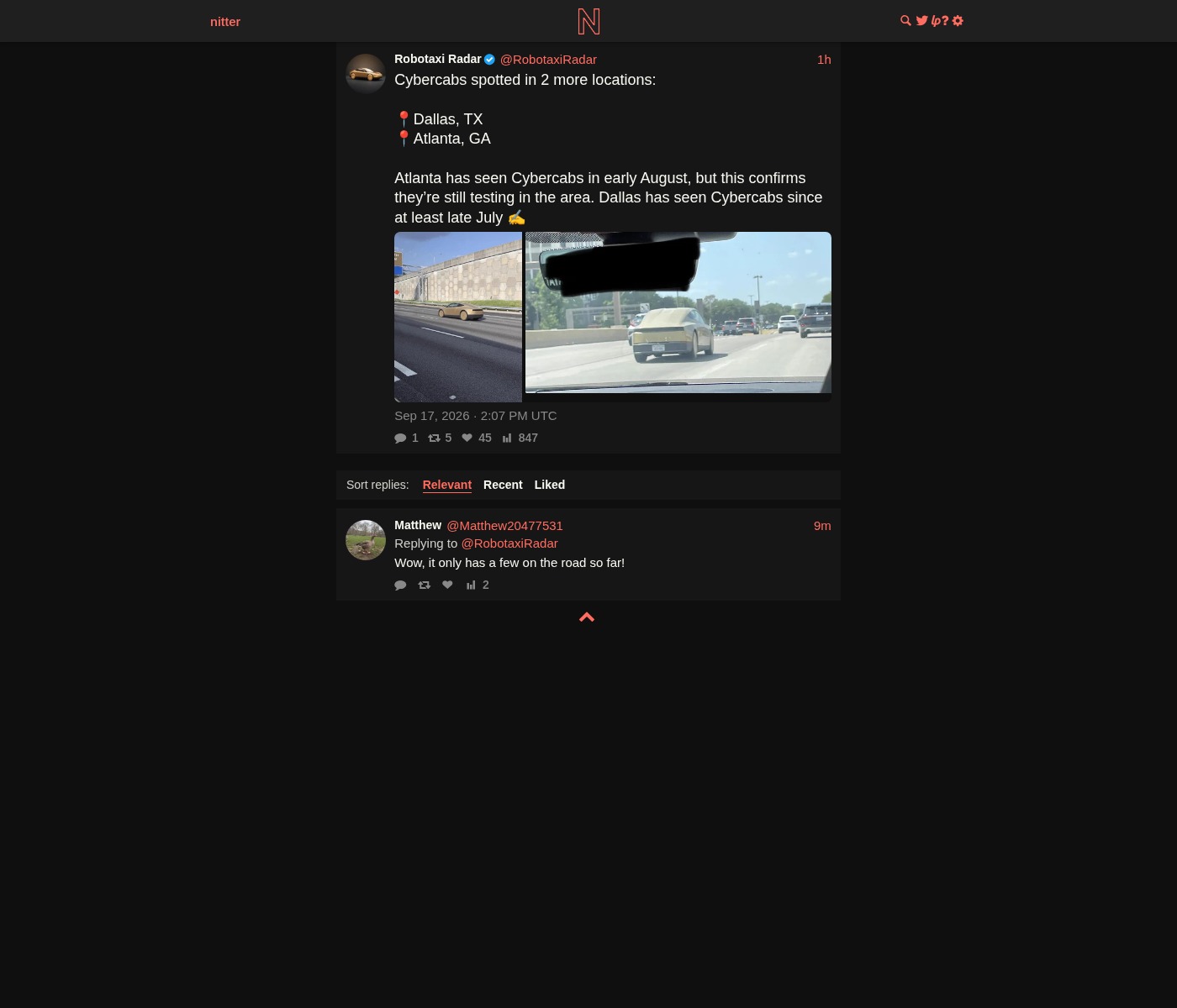 Source on X - @RobotaxiRadar