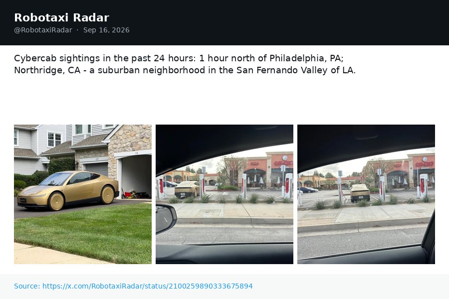 Source on X - @RobotaxiRadar
