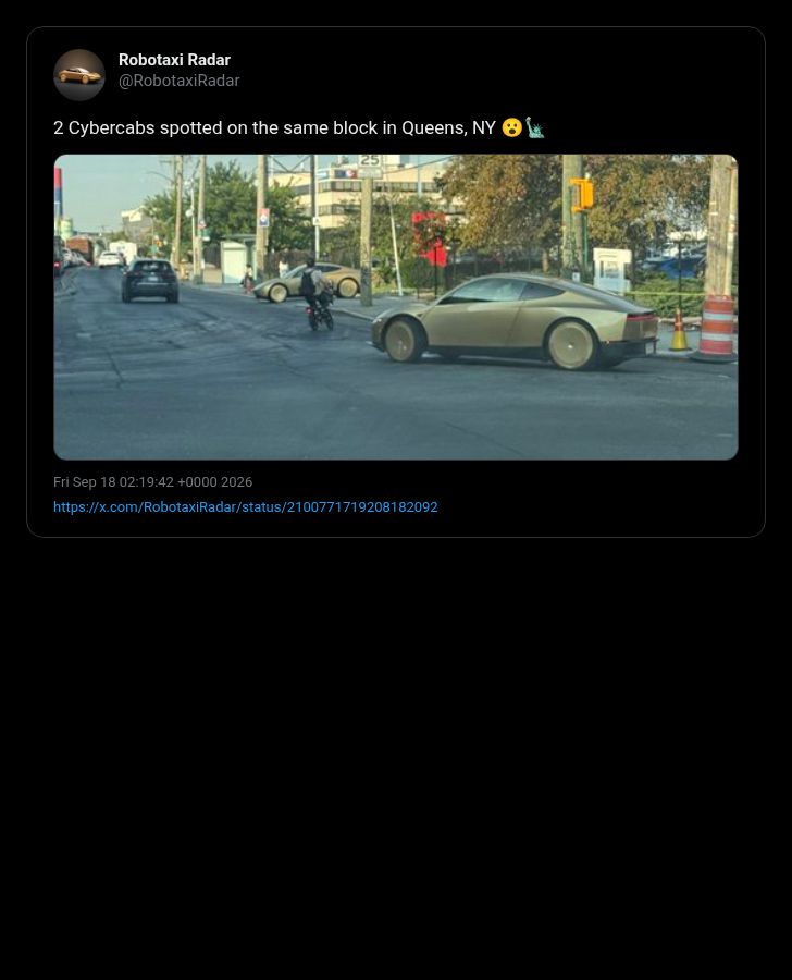 Source on X - @RobotaxiRadar